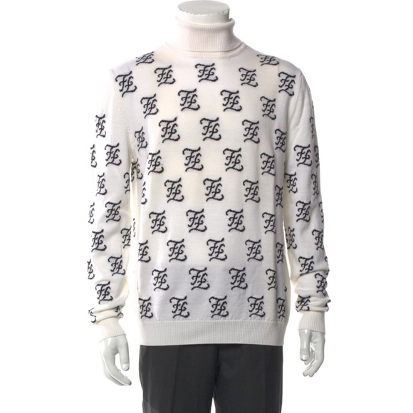 Fendi Logo-Jacquard Wool Rollneck Sweater - Picture 1 of 7